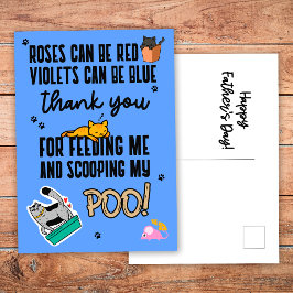 Cartão Postal Divertido Azul Fofo Feliz Dia dos Pais Do Gato