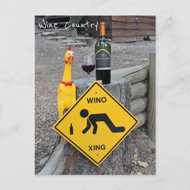 Cartão postal divertido de frango na região viníco (Frente)