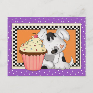 Cartão postal divertido do cachorrinho Cupcake