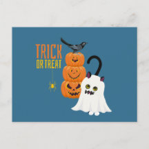 Cartão postal divertido do gato no Trick or Treat