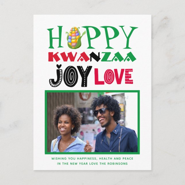 Cartão Postal Divertido Feliz Kwanzaa AMOR JOY FOTO (Frente)