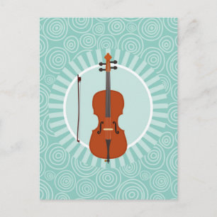 Cartão Postal Divião de Violoncelo Turquesa Música