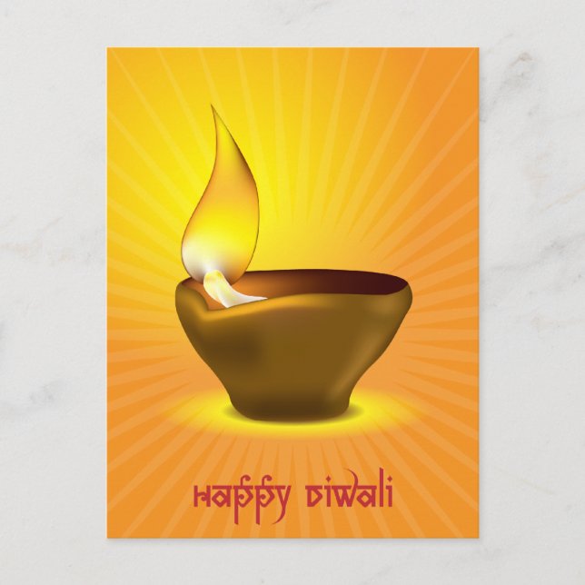 Cartão Postal Diwali Diya - Lâmpada de óleo para celebração de d (Frente)