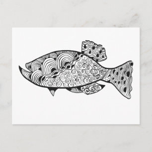 Cartão Postal DIY design de peixe corante para adultos
