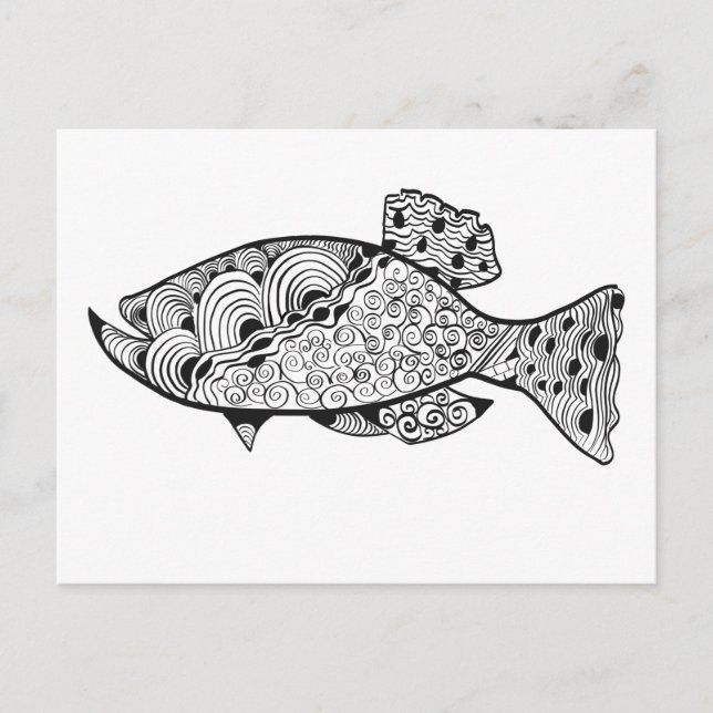 Cartão Postal DIY design de peixe corante para adultos (Frente)