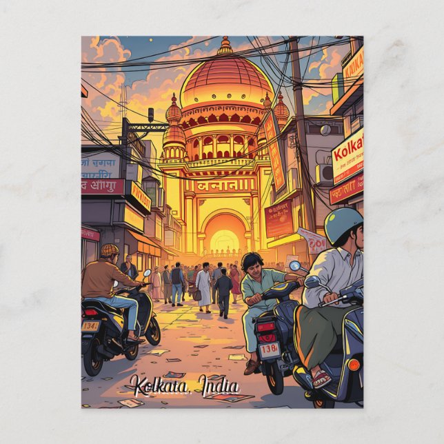 Cartão Postal Dizendo Alô da Índia | Kolkata (Frente)