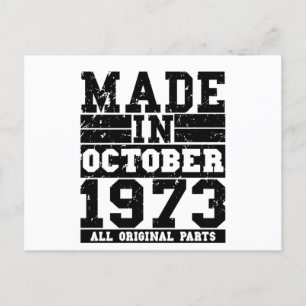 Cartão Postal Dizendo de aniversário de outubro de 1973 Vintage