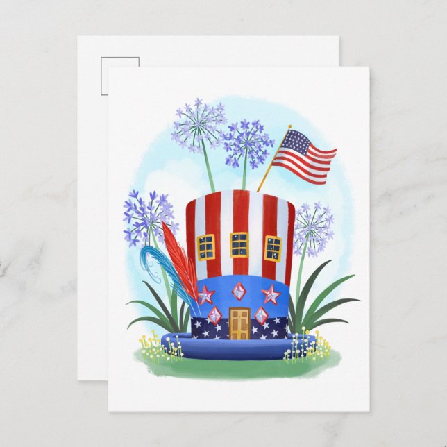 Cartão postal do American Patriotic Hat House (Frente/Verso)