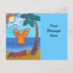 Cartão postal do Angel Beach com mensagem pessoal
