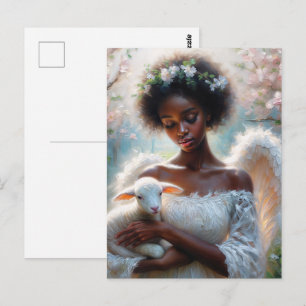 Cartão postal do Anjo Afro com Cordeiro