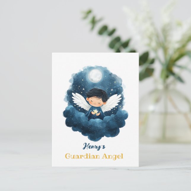 Cartão postal do Anjo Starry Night Guardian (Em pé/Frente)