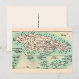 Cartão postal do antigo mapa da Jamaica