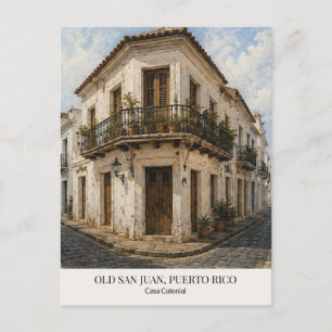 Cartão Postal do Antigo San Juan – Casa Colonial,