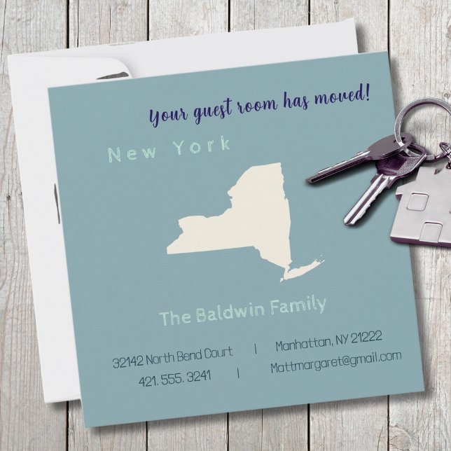 Cartão-postal do Anúncio em Movimento para Nova Io (Moving to New York? Send your friends and family a beautiful personalized announcement!)