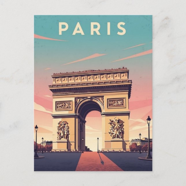 Cartão Postal do Arco do Triunfo de Paris (Frente)