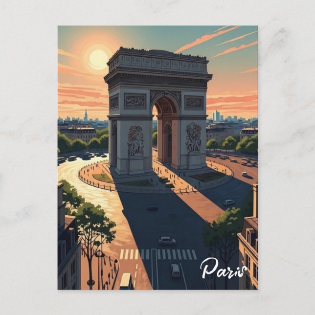 Cartão Postal do Arco do Triunfo de Paris (Frente)