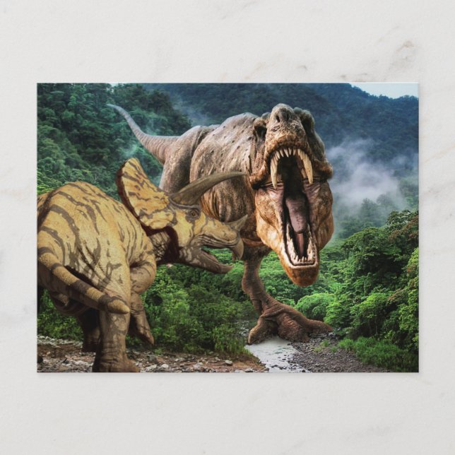 Cartão postal do Ataque ao Dinossauro Tyrannosauru (Frente)