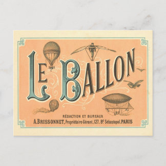 Cartão postal do Balão Vintage Paris