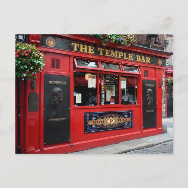 Cartão postal do Bar de templo vermelho em Dublin (Frente)