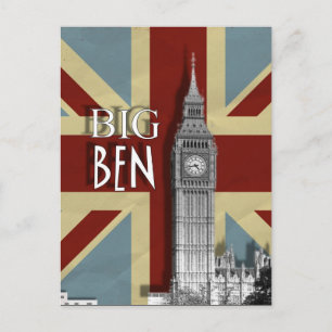 Cartão postal do Big Ben London British Union Jac