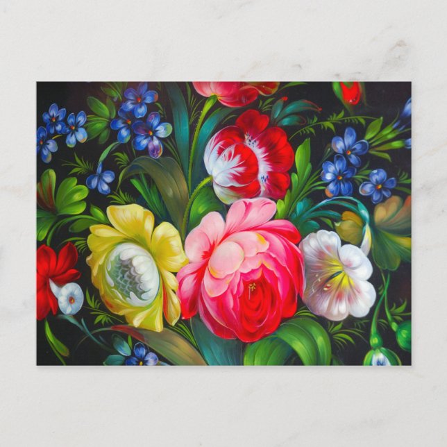 cartão postal do buquê colorido (Frente)