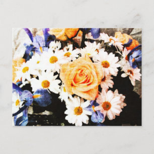 cartão postal do buquê de rosa e margarida