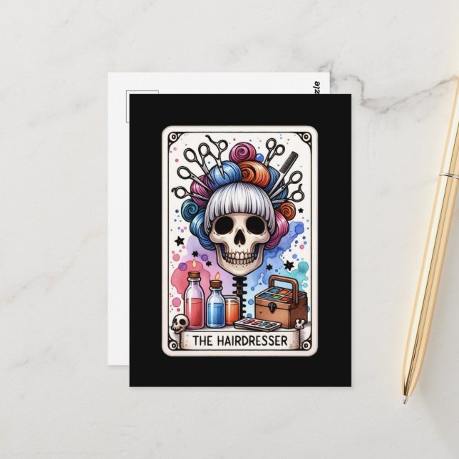 Cartão Postal do Cabeleireiro Carta de Tarot  (Frente/Verso In Situ)