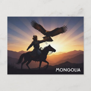 Cartão postal do caçador de águias da Mongólia