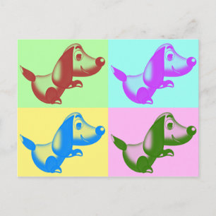 Cartão Postal do Cão Cartoon da Pop Art