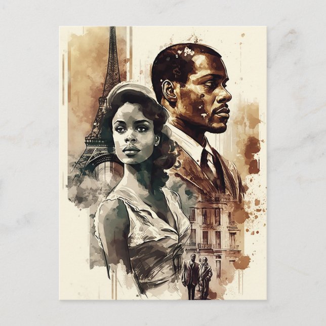 Cartão postal do casal afro-americano dos anos 50 (Frente)