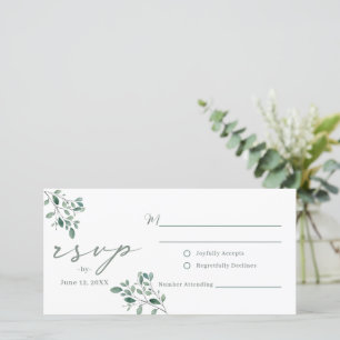 Cartão-postal do casamento RSVP do Eucalyptus Sage