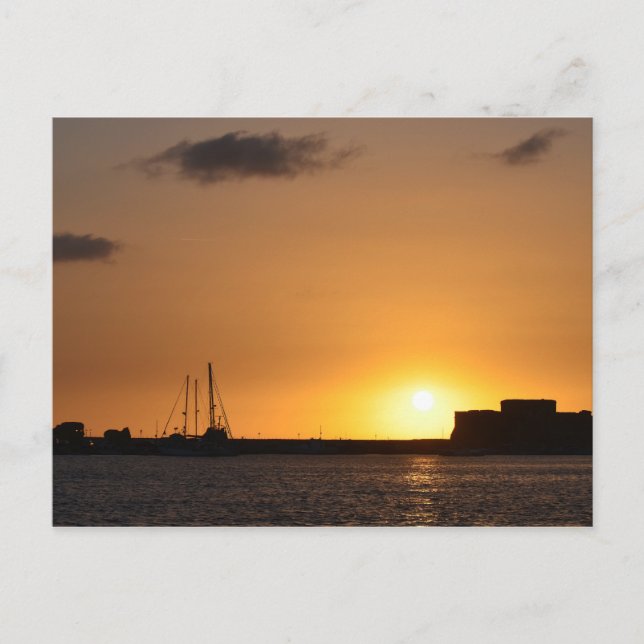 Cartão postal do Castelo de Paphos Sunset (Frente)