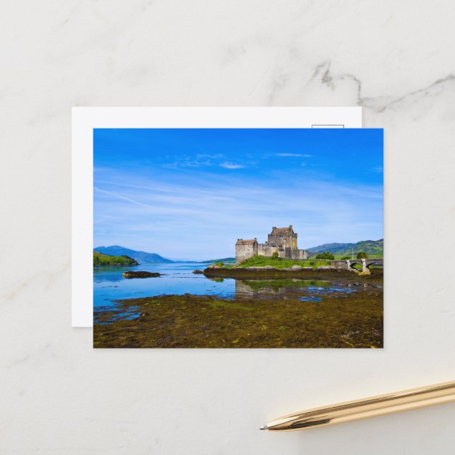 Cartão postal do Castelo Eilean Donan, Escócia (Frente/Verso In Situ)