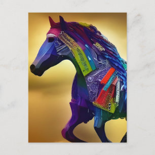 Cartão postal do cavalo de mídia mista