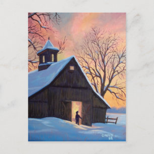Cartão postal do celeiro nevado de Vermont