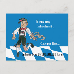 Cartão-postal do Convite de festas Azul Oktoberfes