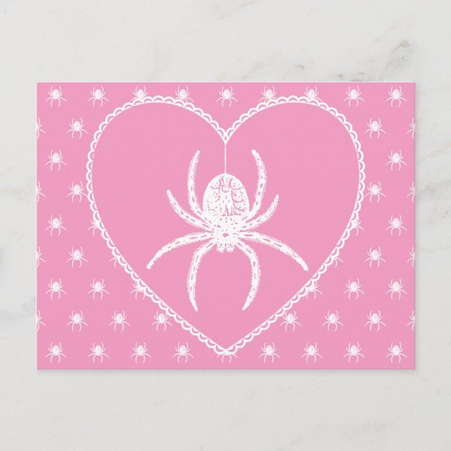 Cartão Postal do Coração de Aranha Rosa (Frente)