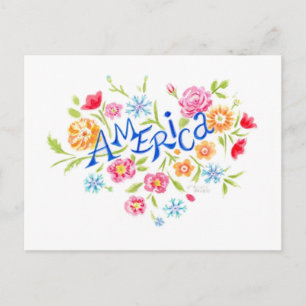 Cartão postal do coração floral da América