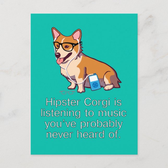 Cartão postal do Corgi Hipster (Frente)