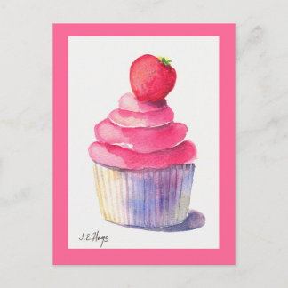 Cartão postal do Cupcake Strawberry