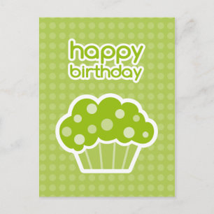 cartão postal do cupcake verde de aniversário feli