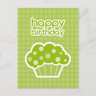 cartão postal do cupcake verde de aniversário feli
