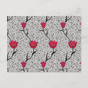 Cartão postal do damasco de tulipa cinza e vermelh