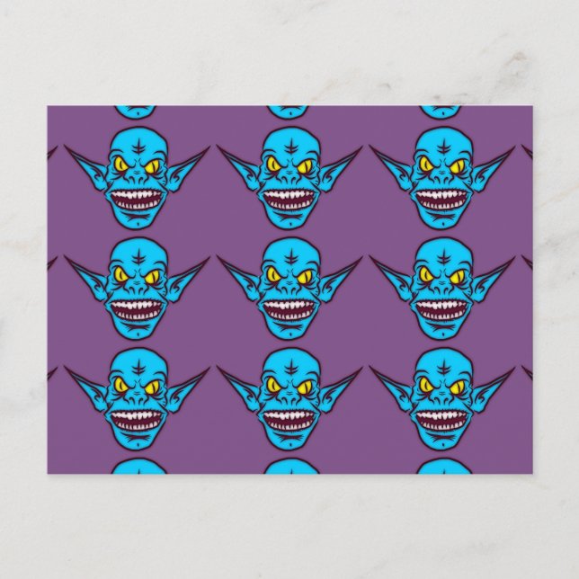 cartão postal do demônio trol troll azul zombie (Frente)