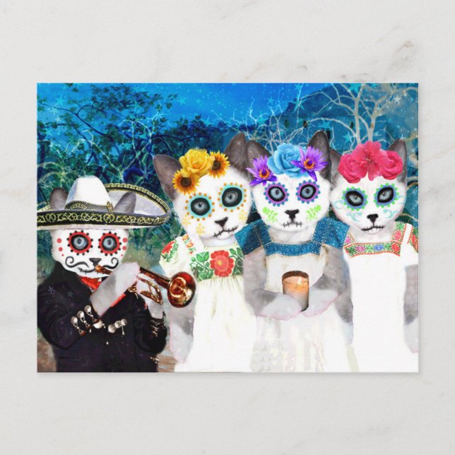 Cartão postal do Dia De Los Muertos Kittens (Frente)
