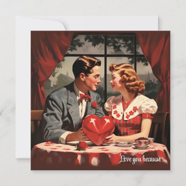 Cartão postal do Dia dos Namorados com coração flo (Frente)