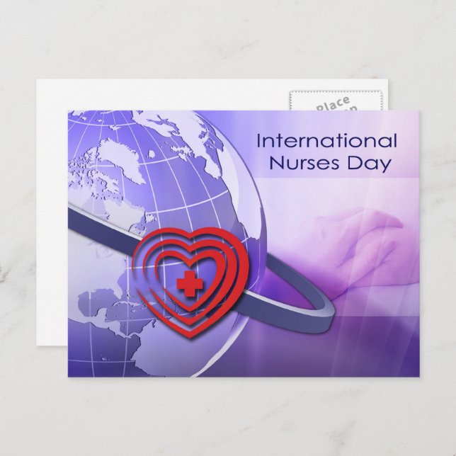Cartão postal do Dia Internacional das Enfermeiras (Frente/Verso)