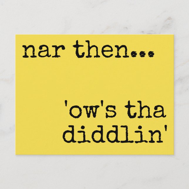 cartão postal do dialeto de Yorkshire (Frente)