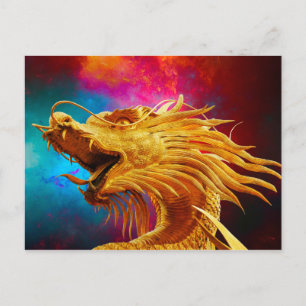 cartão postal do dragão chinês de boa sorte