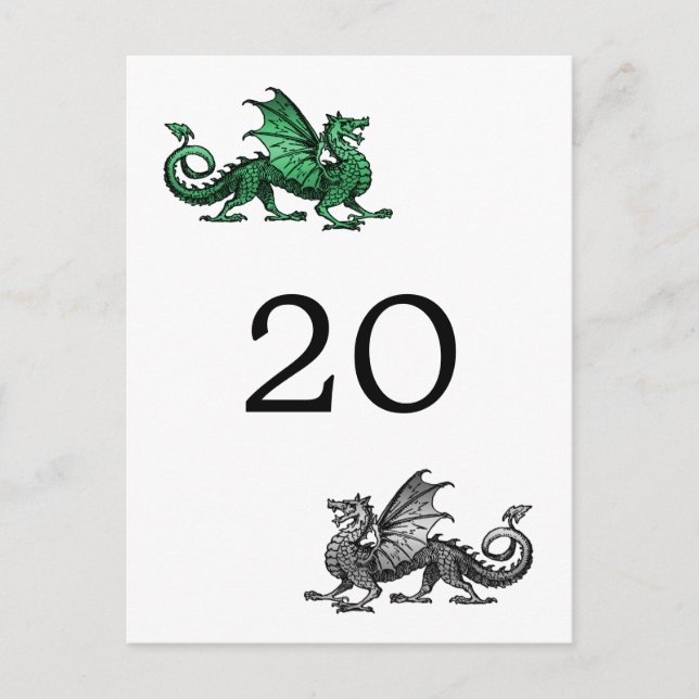 Cartão postal do Dragão Verde Prateado (Frente)